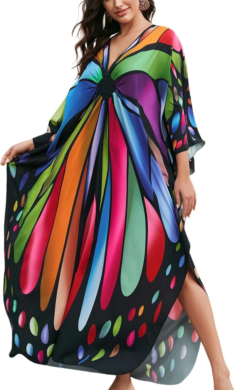 KECVOT Kaftan Dresses for Women Plus Size Batwing Sleeve Caftans Long Bathing Suit Cover Up Maxi Beach Dress Loungewear - Image 1